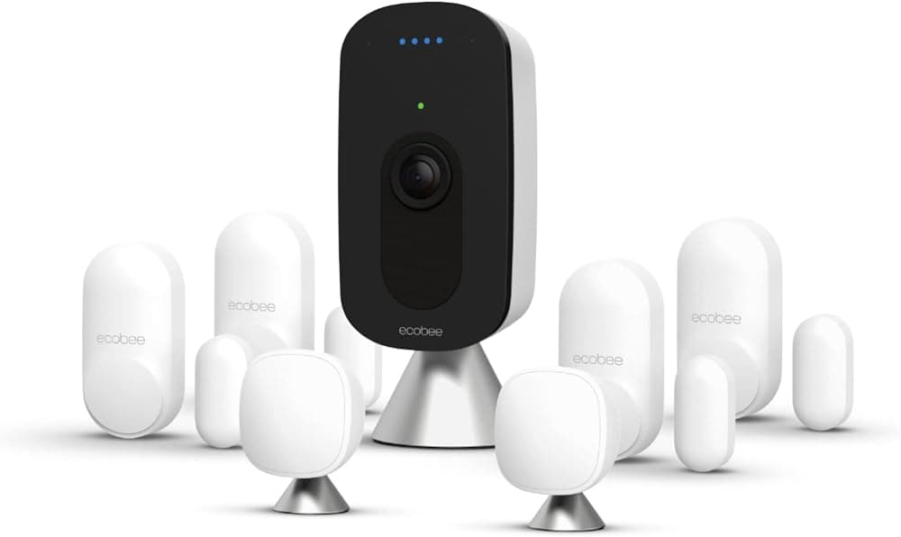 Home Security Solution (ecobee SmartCamera w/Voice Control + 2X SmartSensor + 4X SmartSensor for Doors & Windows)