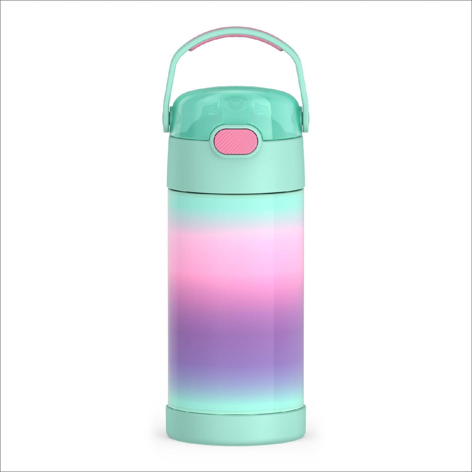 THERMOS FUNTAINER Botella de agua con pajita, 12 oz, Menta Ombre | Botella de agua aislada de acero inoxidable para niños, mantiene las bebidas frías por más tiempo para la escuela y el juego, sin BPA