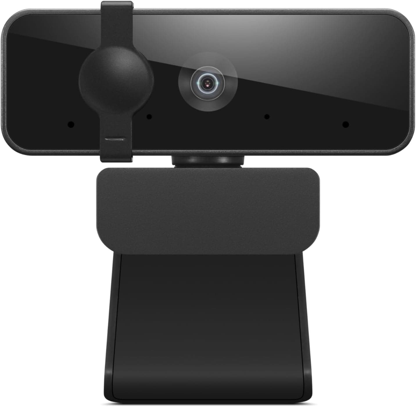 Cámara web Lenovo HD 1080p (300 FHD): negra con gran angular de 95°, rotación de 360°, giro e inclinación, micrófonos duales, obturador de privacidad