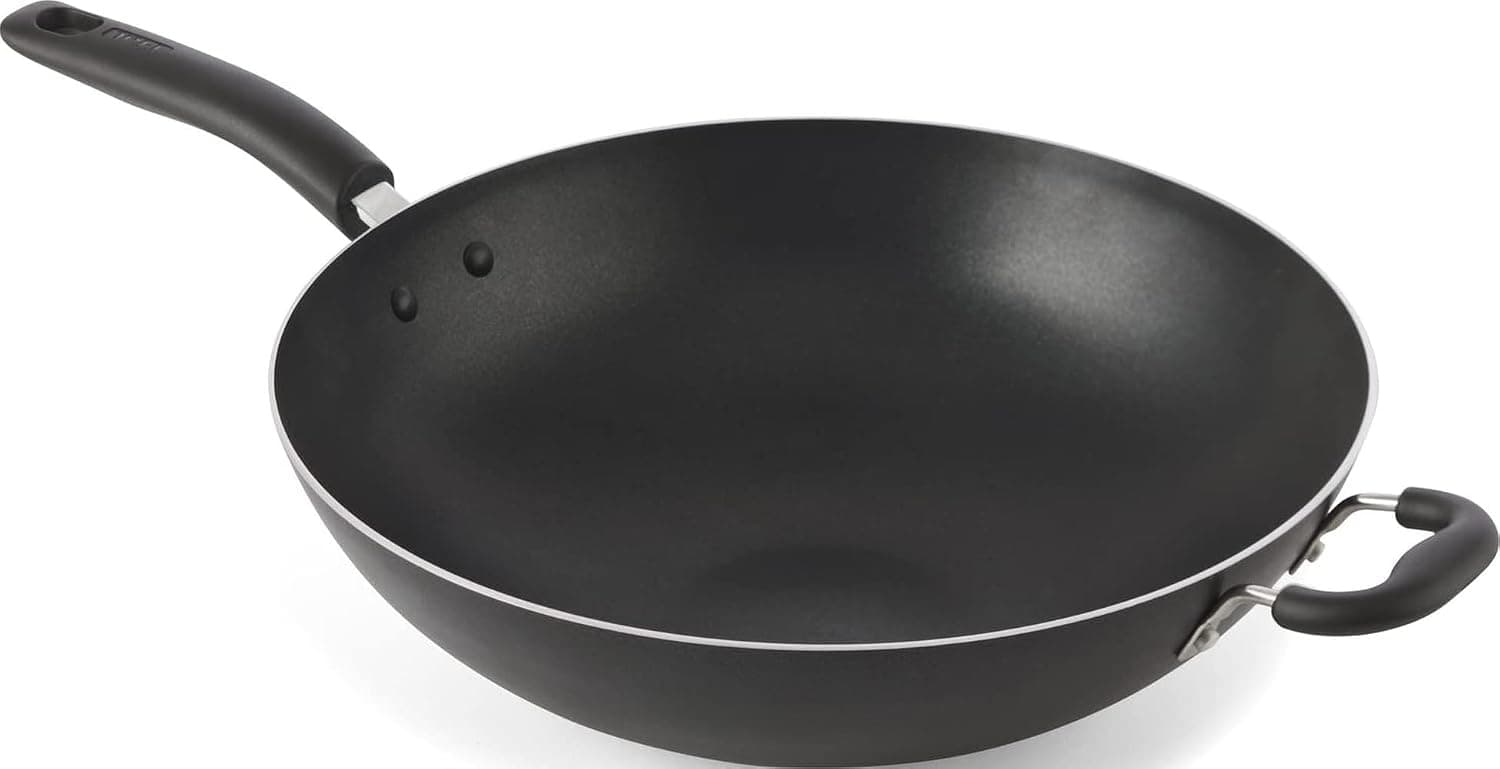 T-Fal Specialty Woks antiadherentes y sartén para saltear, 14 pulgadas, apto para horno, parrilla, 350 F, utensilios de cocina, ollas y sartenes, apto para lavavajillas, negro