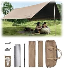Naturehike PU18000MM+ Lona resistente al agua para tienda de campaña con postes, toldo grande para acampar de 12x16 pies para 6-12 personas, toldo anti-UV UPF2000+ para viajes, playa, campamento en automóvil