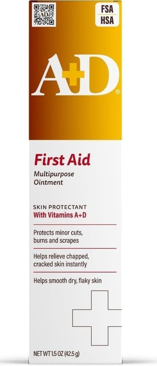 A+D Ungüento curativo de primeros auxilios – Protector hidratante de la piel para talones, codos, manos y labios secos y agrietados – Uso después del lavado de manos, el embalaje puede variar, multicolor – Tubo de 1.5 oz