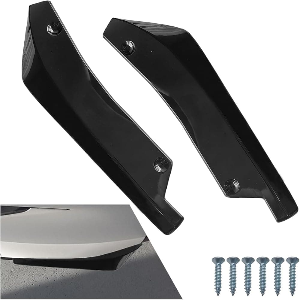 LAINLOY Divisor de labios de parachoques trasero de coche universal, difusor de canard, negro | 2 PIEZAS Protector de faldón de aleta lateral para decoración exterior para coche