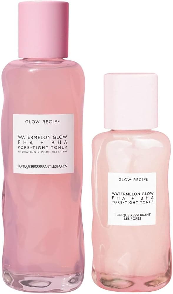 Toner Duo - Glow Recipe PHA+BHA Pore Minimizer & Facial Exfoliator for Glass Skin - Tightening & Hydrating Skincare with Hyaluronic Acid (150 ml & 40 ml)