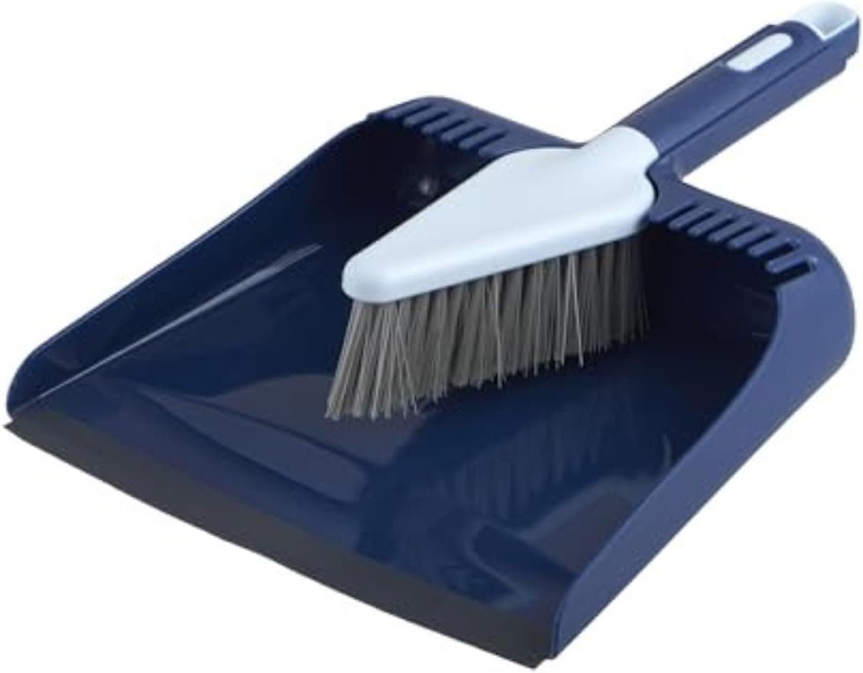 Casabella Wayclean Juego de recogedor y cepillo de mano en ángulo, mediano, gris, verde y gris topo
