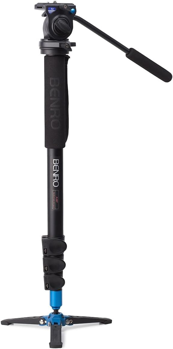 Benro A38FBS2 Video Monopod with Flip Lock Legs, S2 Head and 3 Leg Base (Black)