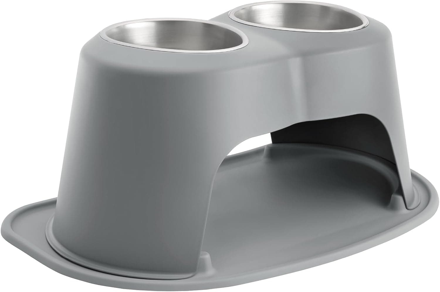 WeatherTech Sistema de alimentación para mascotas de doble altura - Cuencos elevados para perros/gatos - 10 pulgadas de alto gris oscuro (DHC6410DGDG)