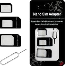 Adaptadores de tarjeta SIM, kit convertidor SIM 4 en 1 Nano/Micro/Estándar con pin de expulsión de bandeja para iPhone, teléfonos inteligentes Android y dispositivos Mifi Hotspot - 1 paquete