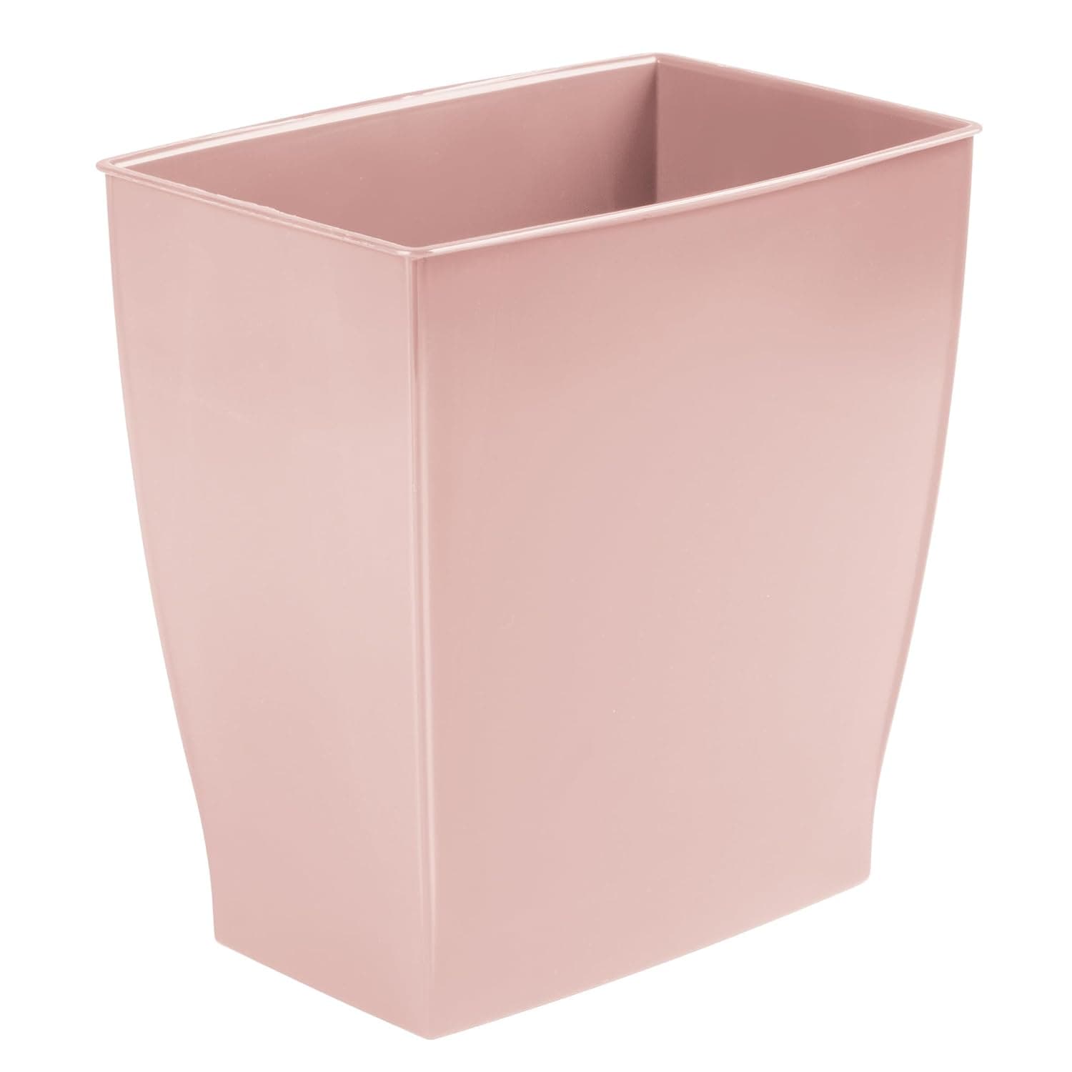 InterDesign Cubo de basura pequeño de plástico para baño, cubo de basura rectangular delgado, rosa | Dormitorio, Oficina, Dormitorio