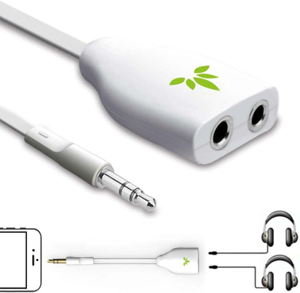 Avantree TR302 - Divisor de conector dual para auriculares de dos vías de 0.138 in, auriculares estéreo auxiliares y cable adaptador dividido de audio para auriculares dobles, compatible con iPhone, iPad, teléfonos y tabletas Samsung - TR302