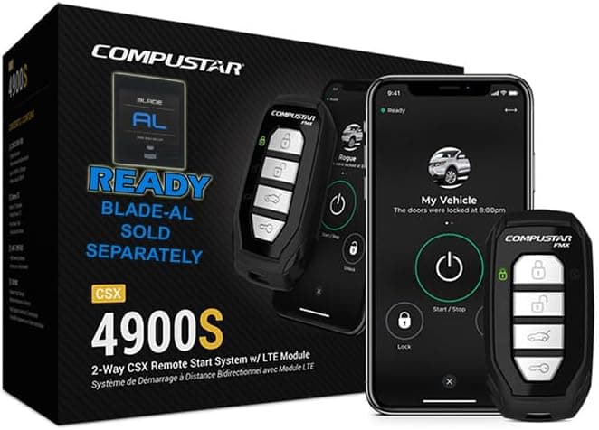 Sistema de arranque remoto Compustar CSX4900-S de 4 botones de 2 vías y 3000'con Drone X1LTE