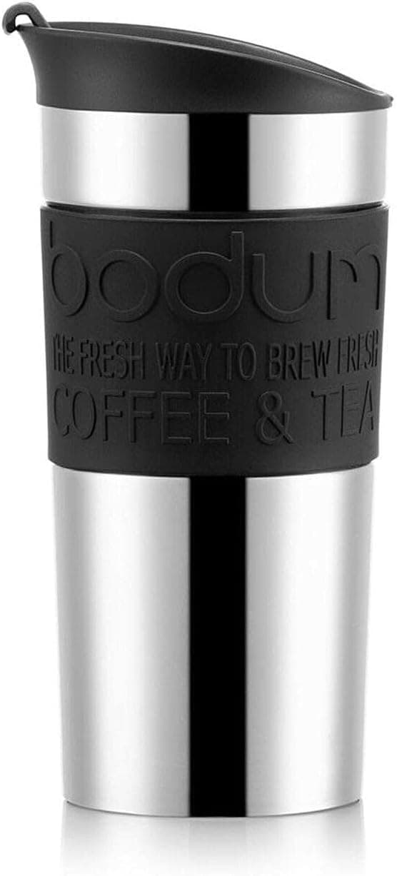 Bodum 11068-01 Taza de viaje al vacío, 0,35 L, pequeña, negra, 1 unidad (paquete de 1)