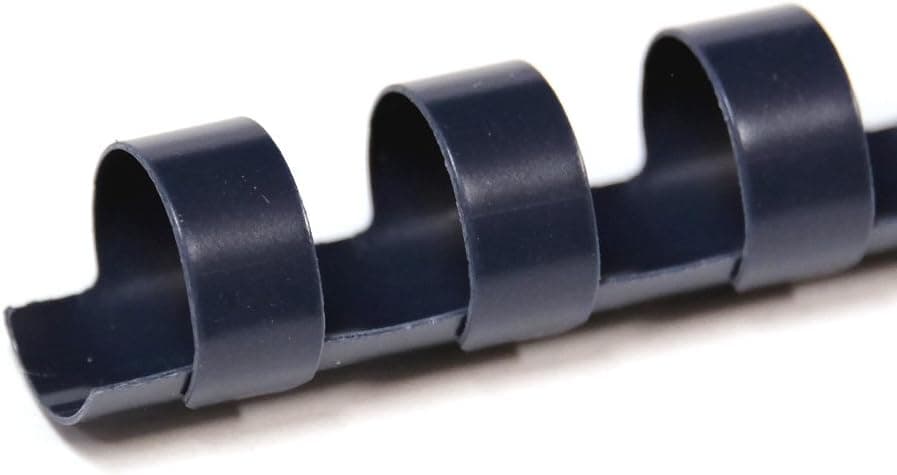 Lomos de encuadernación con peine TruBind de 14 mm (9/16 pulg.) | 11 pulgadas de largo para tamaño carta o proyectos más pequeños | Orificios rectangulares estándar de 19 anillos | Marina | Capacidad de encuadernación de 105 hojas | Paquete de 100