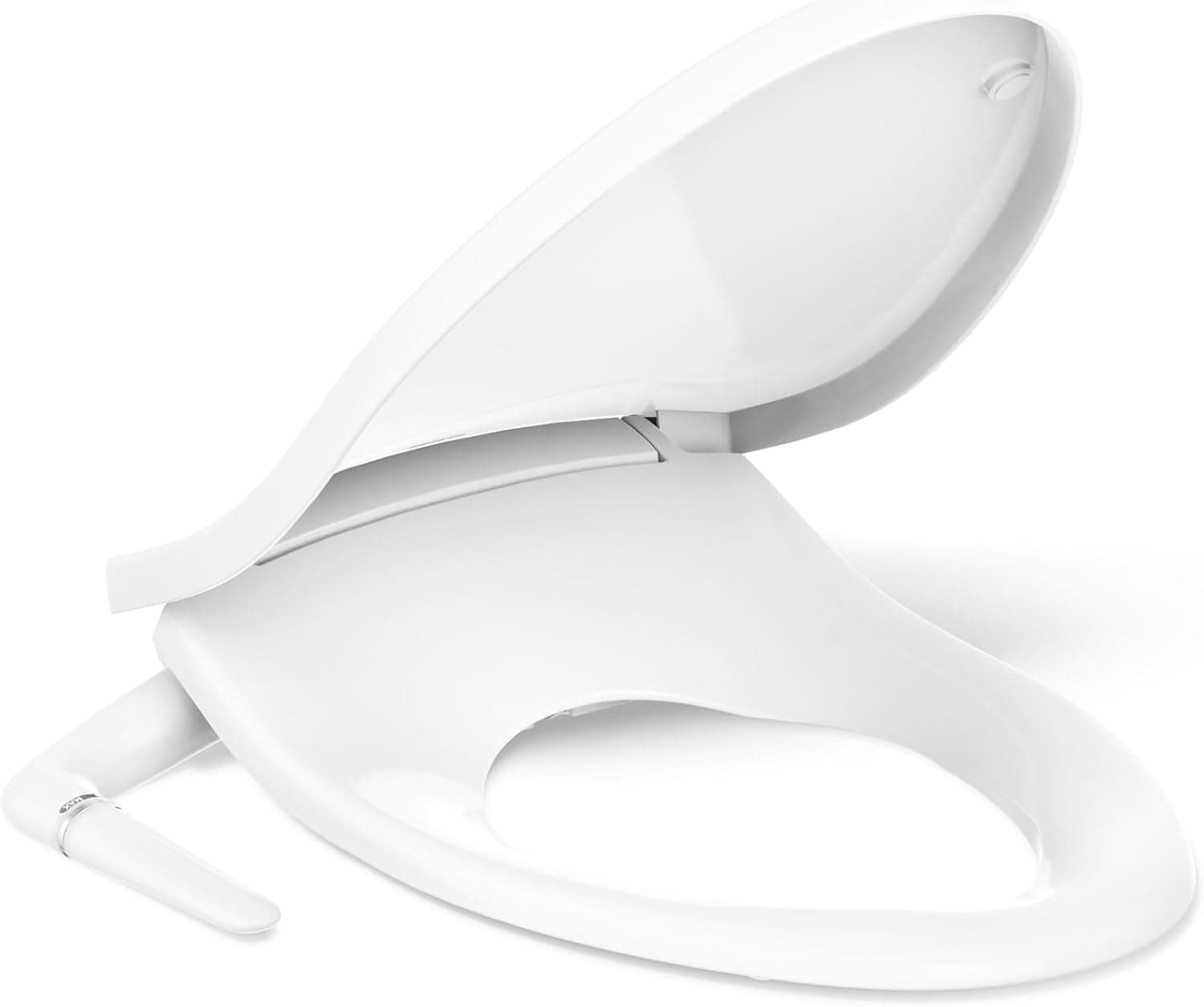 Kohler PureWash M250 Asiento de inodoro alargado manual para bidé, blanco, tapa de cierre silencioso que evita golpes, agua fría, fácil instalación con bisagras de liberación rápida, posición y presión de pulverización ajustables