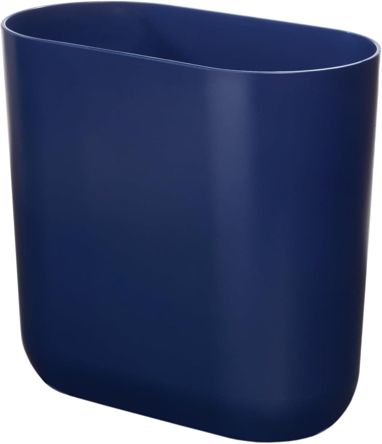 InterDesign Cubo de basura pequeño y delgado de plástico para baño, azul marino | Dormitorio, Oficina, Escritorio, Dormitorio