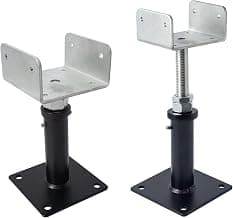 Paquete de 2 gatos de piso en forma de U: soporte de viga de acero ajustable para vigas de 4x2, 4x4, 4x6 Gato de tornillo resistente con teleposte con cabeza en U y gato doméstico. Rango de ajuste de 6-8.5 pulgadas.