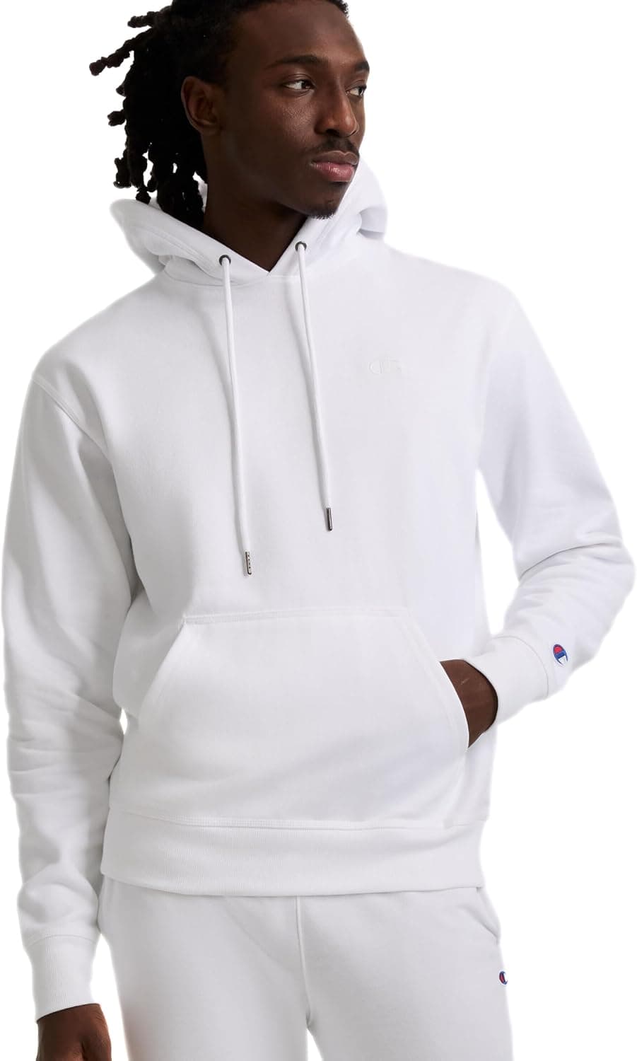 Champion Sudadera con capucha de forro polar para hombre, peso medio, logotipo C (regular o grande y alto)