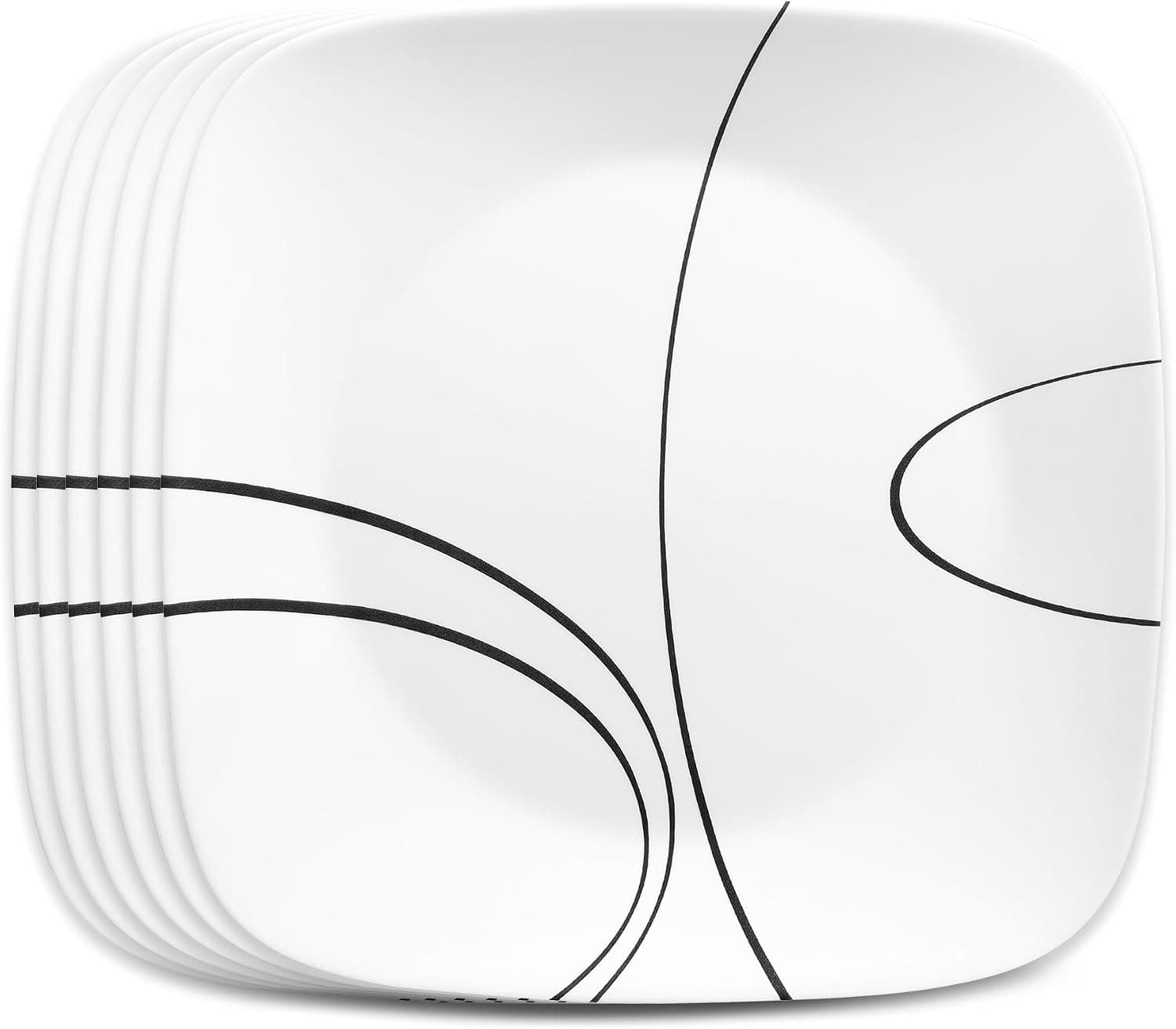 Corelle Square Simple Lines Juego de platos llanos, paquete de 6
