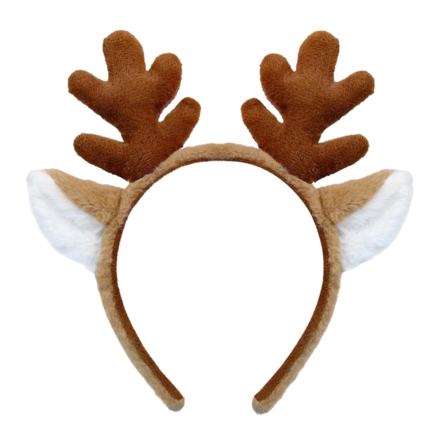 Cinta para la cabeza Beviliu Reindeer Antlers - Cintas para la cabeza Animal Ears Fluffy Realistic Deer Antler Hairband Party Cosplay Costume Washing for Christmas Halloween