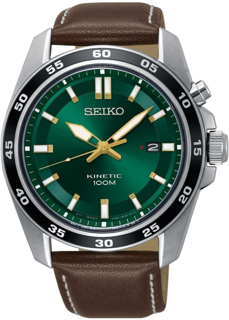 Seiko Herren-Uhr Kinetik Edelstahl mit Lederband