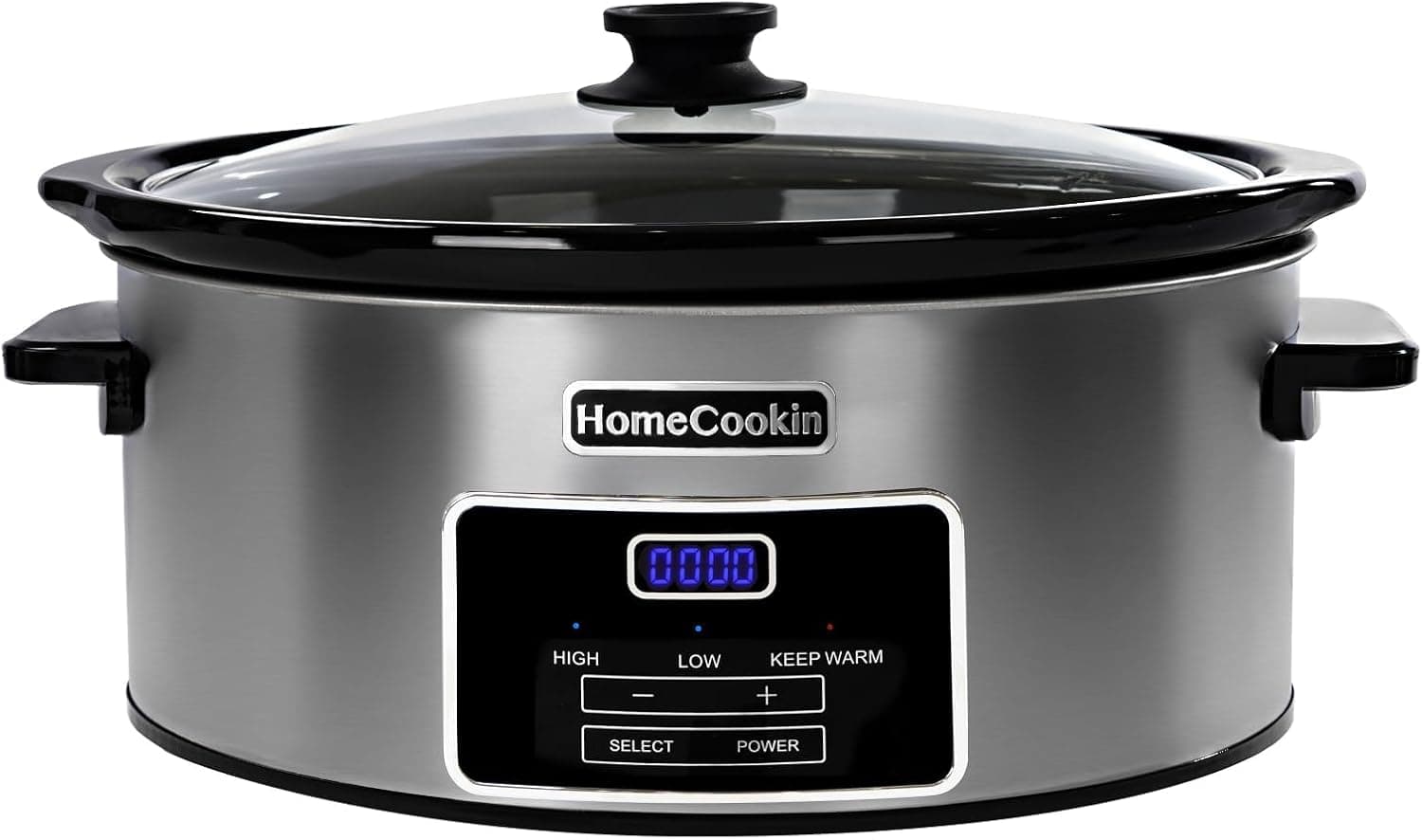 HOMECOOKIN Olla de cocción lenta programable digital de 6 cuartos con temporizador - Pequeño electrodoméstico de cocina para cenas familiares - Sirve a más de 6 personas - Configuraciones de calor: mantener caliente, bajo y alto