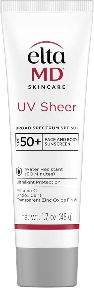 Protector solar facial y corporal transparente UV EltaMD con óxido de zinc, SPF 50+, 1,7 oz