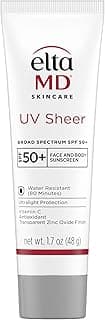 EltaMD UV Sheer Face and Body Sunscreen with Zinc Oxide, SPF 50+, 1.7 oz | Combined Moisturizer and Sunscreen, No White Cast, Lightweight, Sheer Finish, Water Resistant Up to 80 Minutes