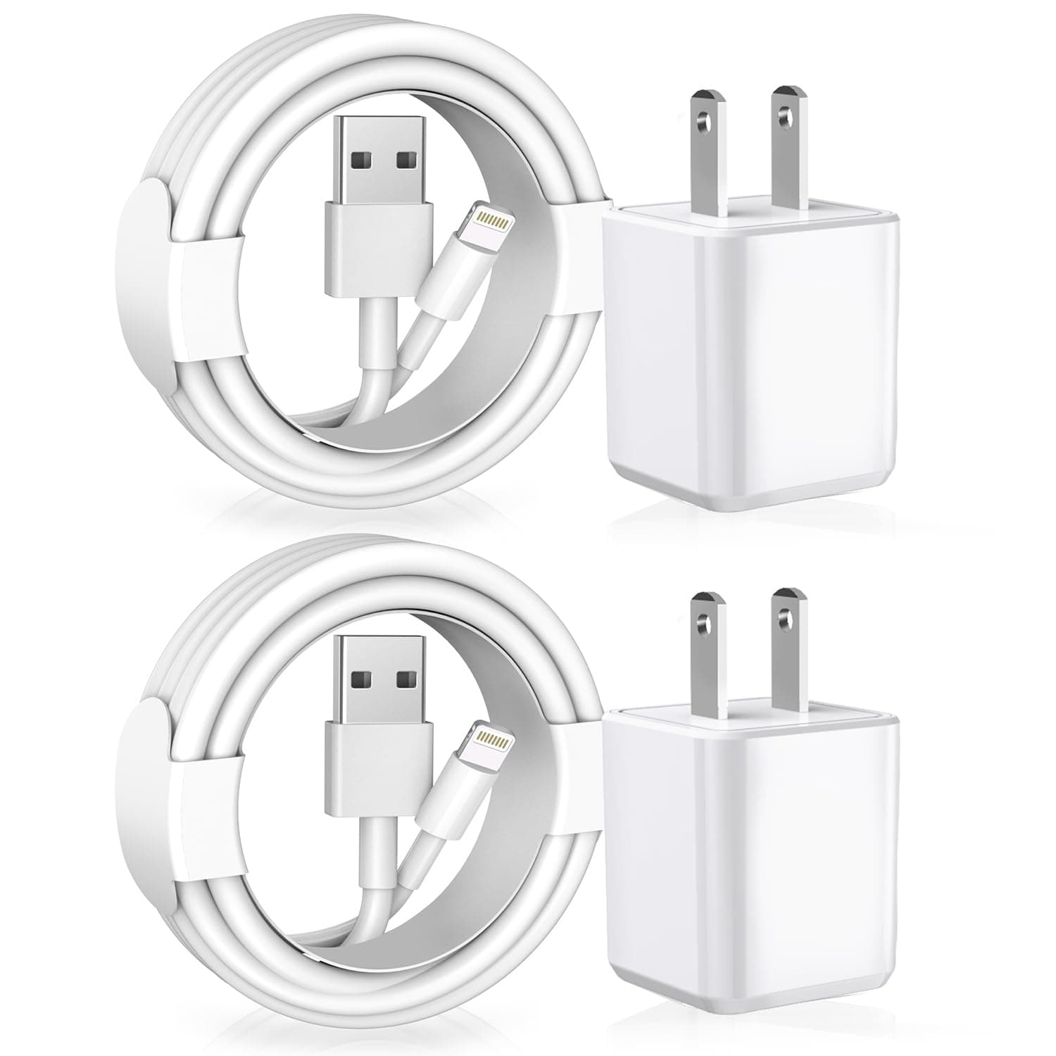 [Apple MFi Certified] Cargador de iPhone, cable Lightning 2Pack Cables de carga de Apple y cargador de pared USB rápido Adaptador de bloque de viaje para iPhone 14/13/12/11 Pro/11/X/XS MAX/XR/8/7/6s/6 Plus/AirPods