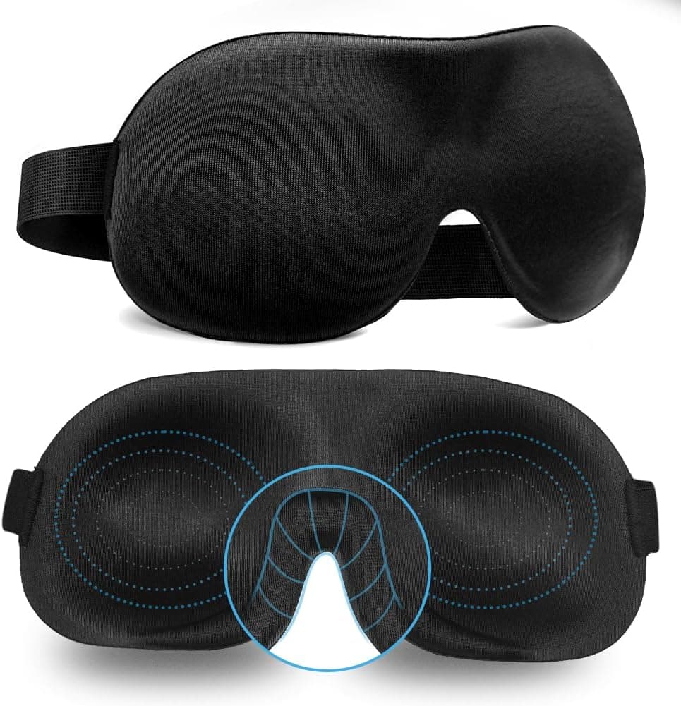 Antifaz para dormir Invisible Alar Deep Orbit Antifaz para ojos 3D Ultraligero y cómodo Antifaz para dormir para viajes, siestas, trabajos por turnos XL Negro