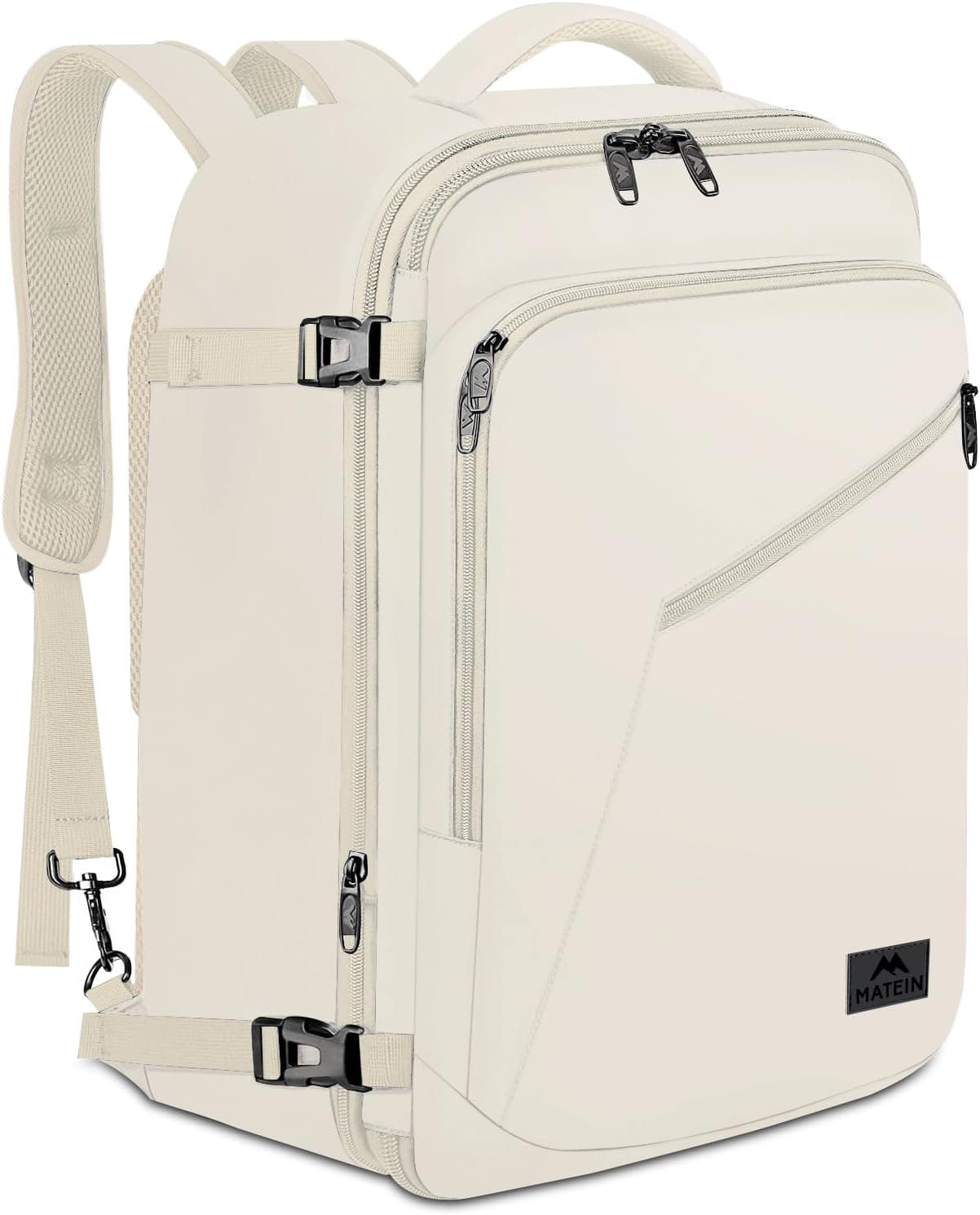 MATEIN Mochila de Viaje Beige Mujer, Bolso de Mano con Correa Oculta para el Hombro | Mochila de fin de semana expandible, gran capacidad, correa de hombro ajustable, liviana, impermeable, antirrobo, regalo de viaje