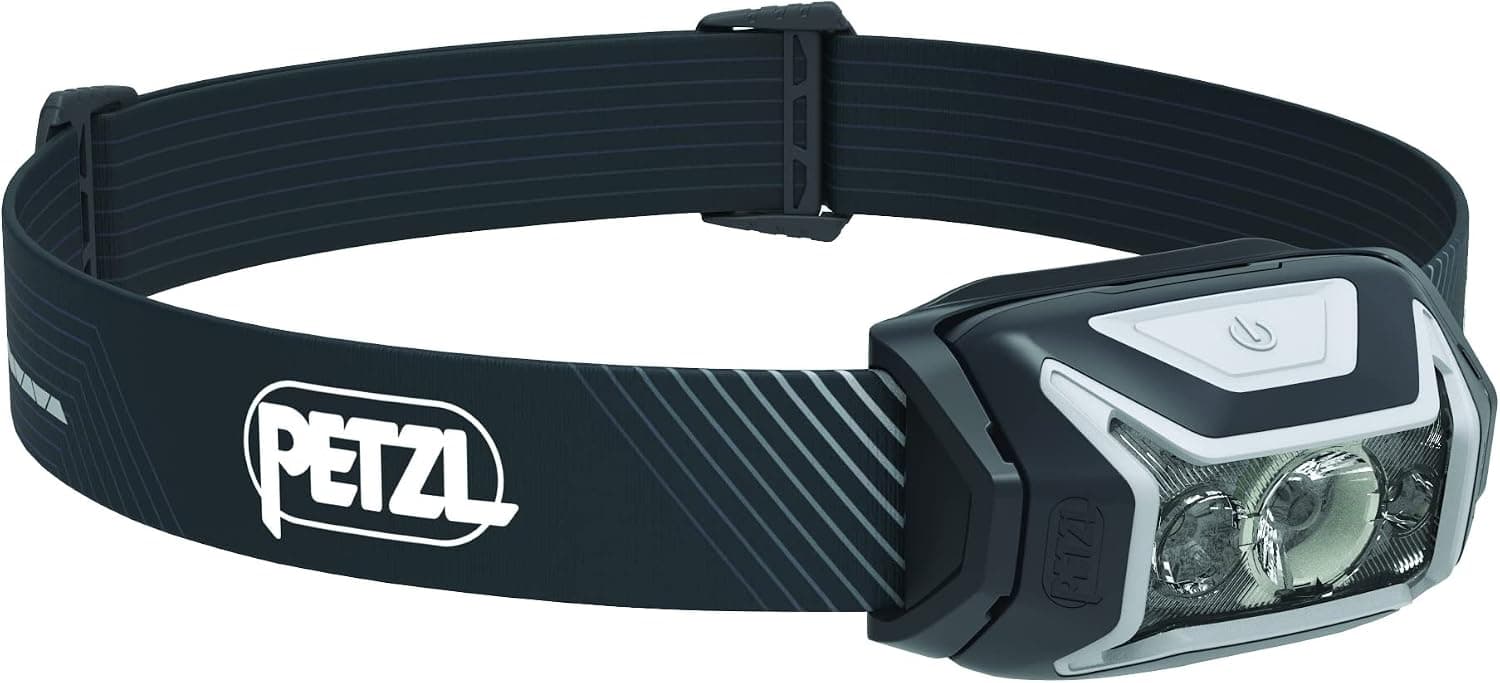 Linterna frontal Petzl ACTIK CORE - Gris | Potente luz recargable de 650 lúmenes con iluminación roja para senderismo, escalada y acampada