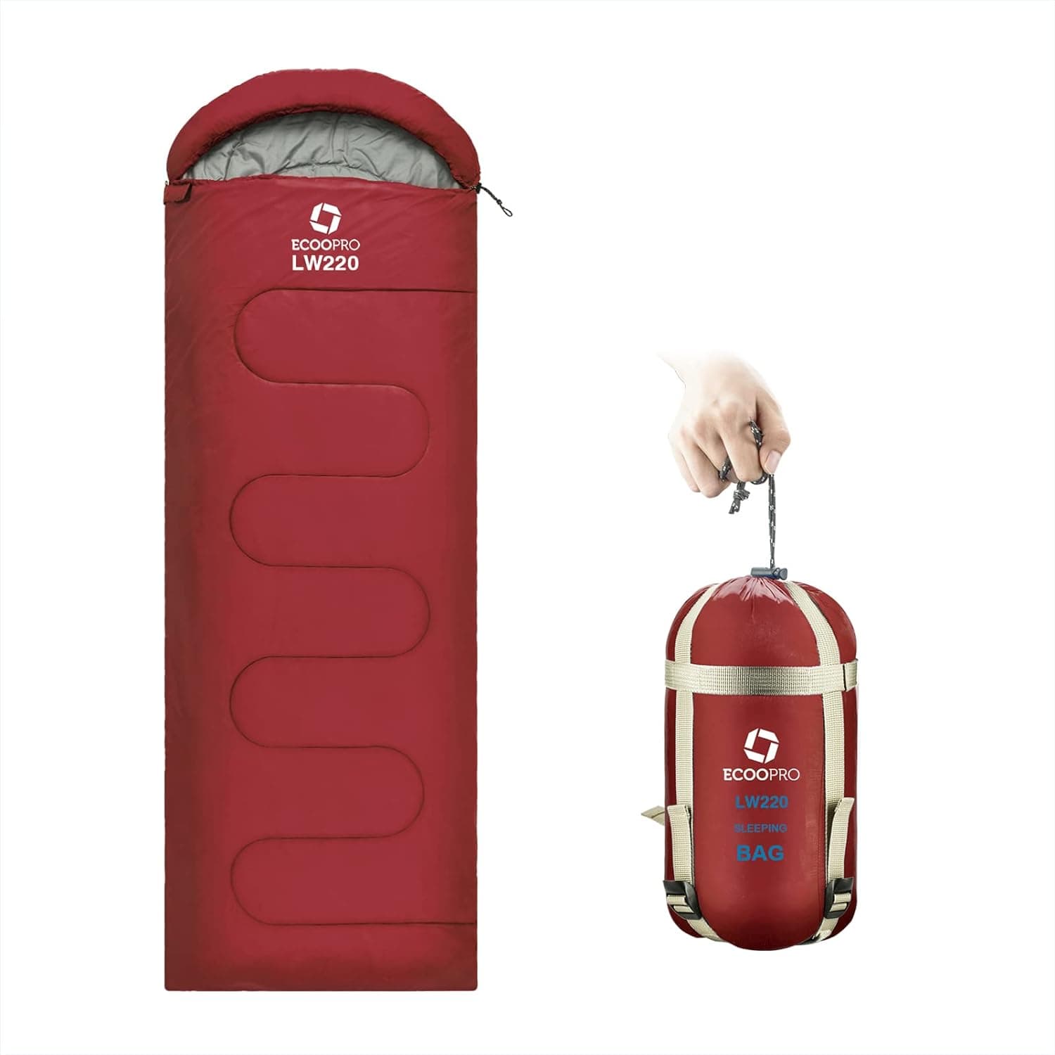 Saco de dormir para clima cálido: portátil, impermeable, compacto, liviano, cómodo con saco de compresión, ideal para acampar al aire libre, hacer mochileros y caminatas, 83 L x 30 "W para adultos
