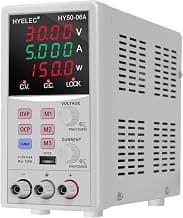 Fuente de alimentación CC variable, 0-50 V 0-6 A máx. Fuente de alimentación de banco regulada conmutada de 150 W con memoria, pantalla LED de 4 dígitos, interfaz USB 5 V2 A, interruptor de salida, ajustes gruesos y finos