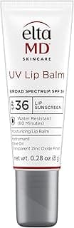 EltaMD Protector solar de bálsamo labial UV, óxido de zinc transparente, SPF 30 | Restaura la suavidad natural e hidrata, protege los labios agrietados, secos y agrietados, acabado transparente, resistente al agua hasta 80 min.