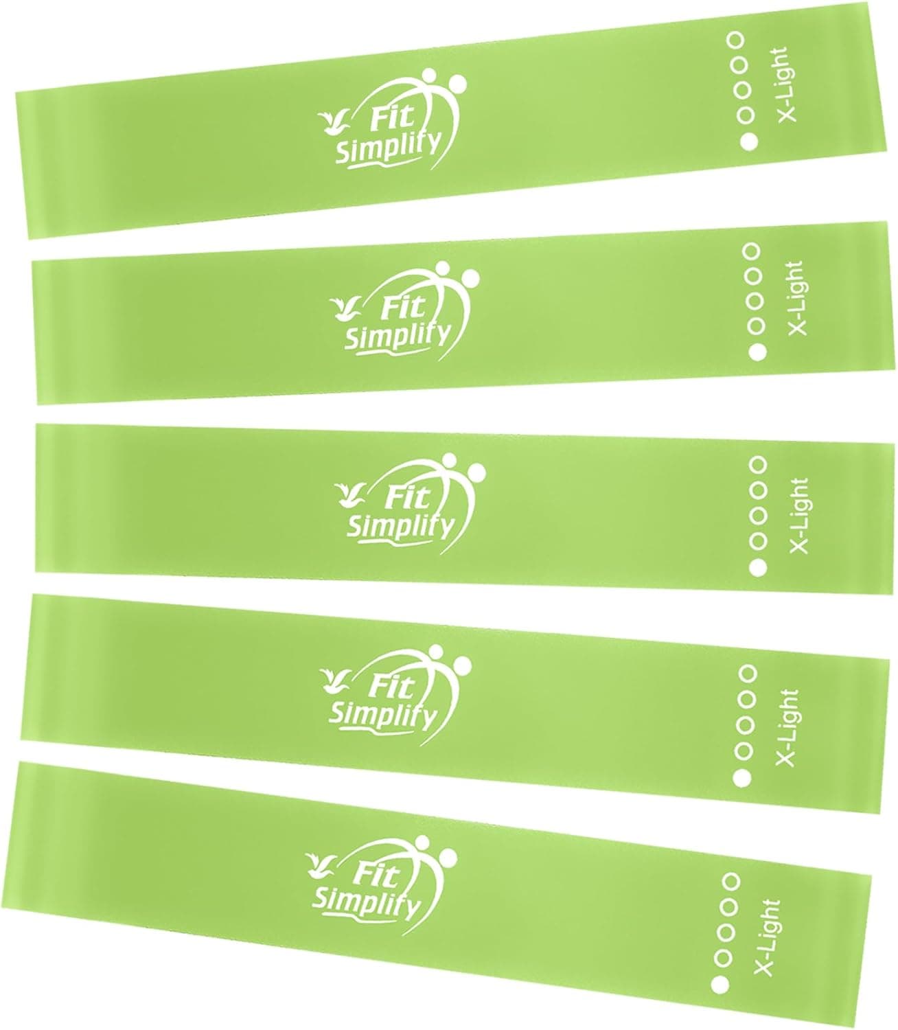 Fit Simplify Resistance Loop Exercise Fitness Bands with Instruction Guide and Carry Bag, Set of 5