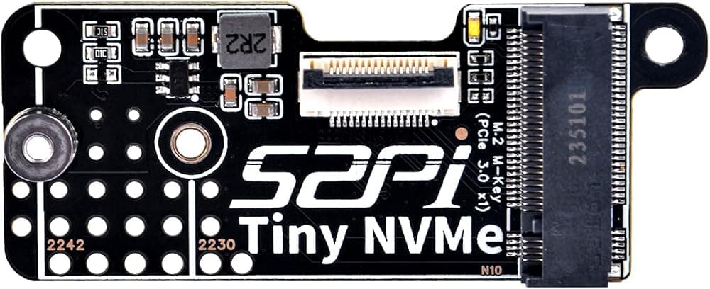 Tarjeta periférica N10 Tiny PCIe M.2 Key-M NVMe SSD PCIe para Raspberry Pi 5, compatible con M.2 NVMe SSD 2230 2242
