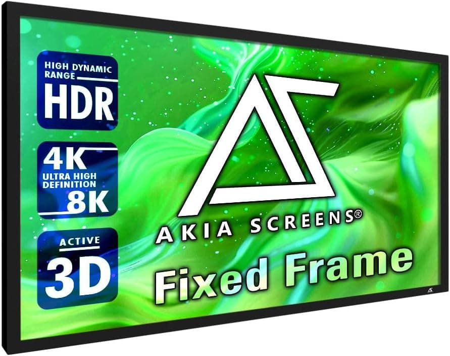 Akia Screens Fixed Frame Projector Screen 110-Inch, 16:9, Wall Mount, CINEWHITE UHD-B, 4K/8K Ready, Indoor Home Theater, AK-FF110WH2