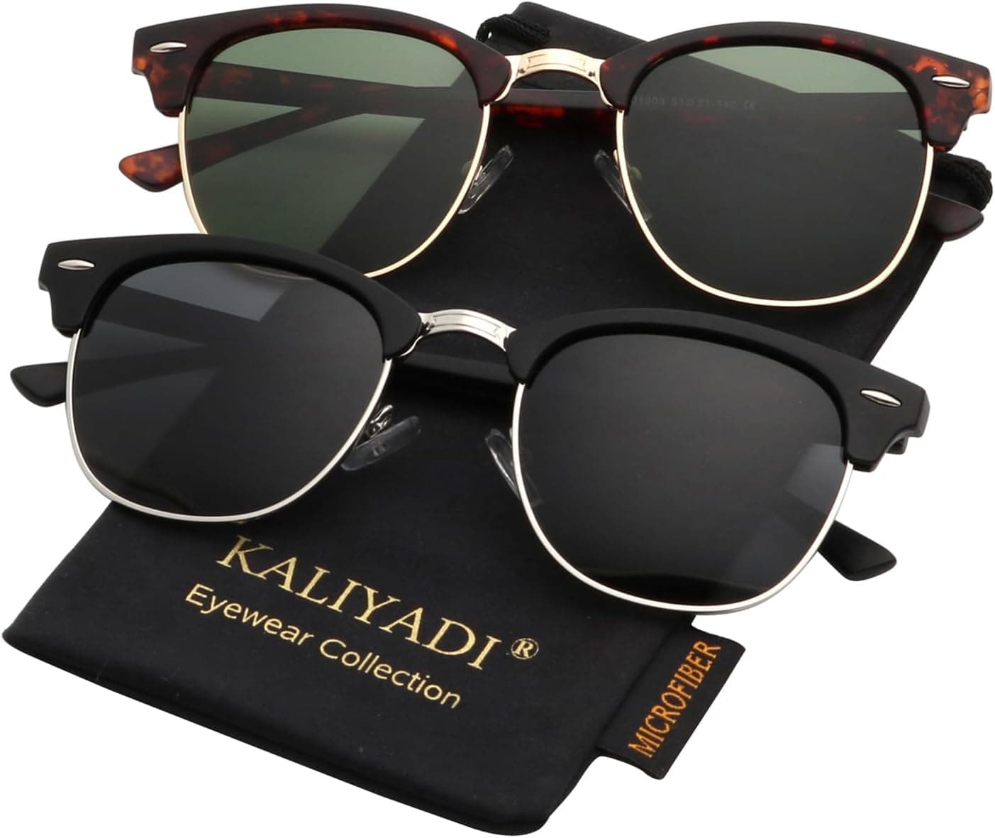 KALIYADI Gafas de sol polarizadas para hombres y mujeres Marco semi-sin montura Gafas de sol de conducción Bloqueo UV
