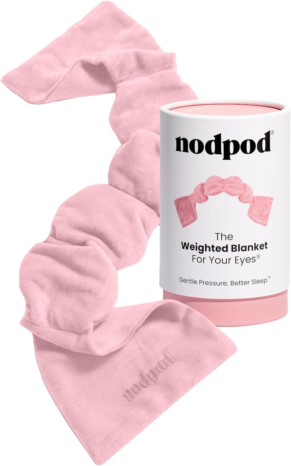 nodpod Antifaz para dormir con presión suave patentada, antifaz para ojos con peso | Diseño patentado de bloqueo de luz para dormir, viajar y relajarse, relleno de cuentas, lavable a máquina, sin BPA, rosa rubor