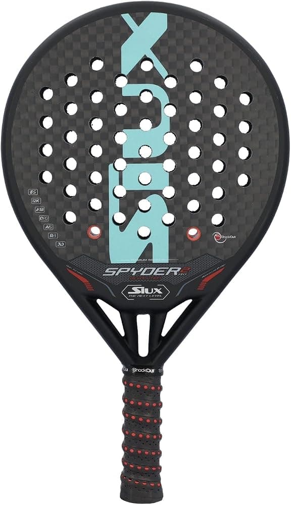 Siux Spyder 2 Revolution Control Paddle, Black and Blue, Advanced/Competition Level, Low Balance, Soft Eva Core, 12k Carbon Face, Round Shape, Matte Finish, Smooth Surface, Control Gameplay, for Men