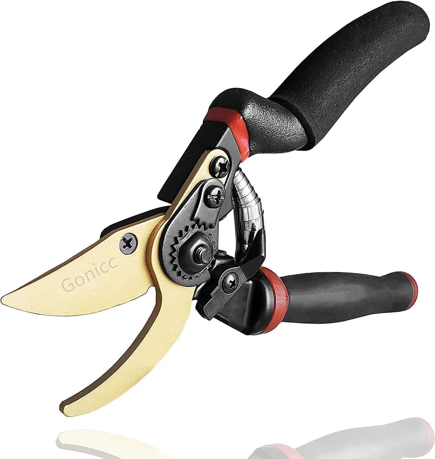 Tijeras de podar de titanio con derivación giratoria profesional gonicc de 8,5" (GPPS-1014) | Tijeras de podar, tijeras y podadoras con hoja SK5 resistente. Mango suave y acolchado para todos.
