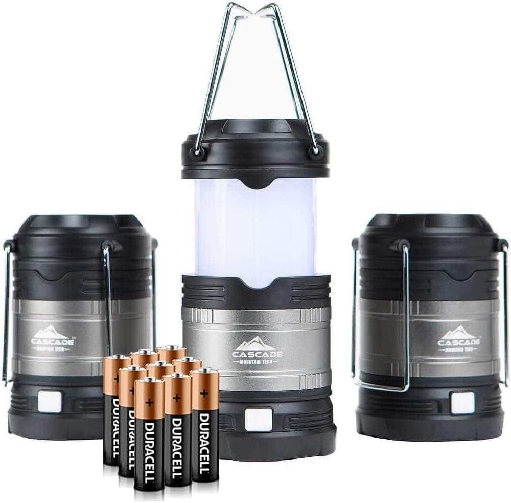 Cascade Mountain Tech Linterna LED emergente IPX4 resistente al agua con 4 modos de luz - Paquete de 3
