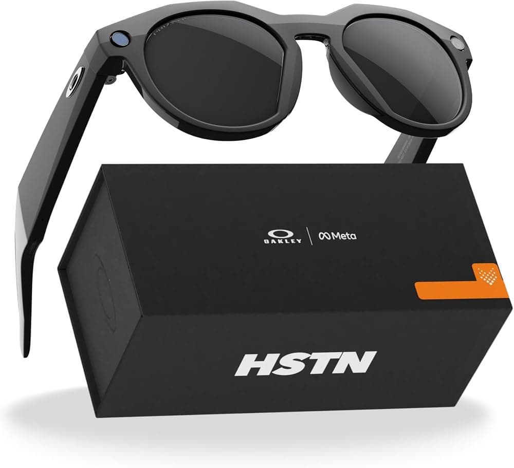 Gafas Meta Oakley HSTN Smart AI negro, Prizm negro polarizado | Color: rendimiento femenino para deportes/cámara de atletas/audio/vídeo 8 horas batería 3K resolución HD lentes Prizm.