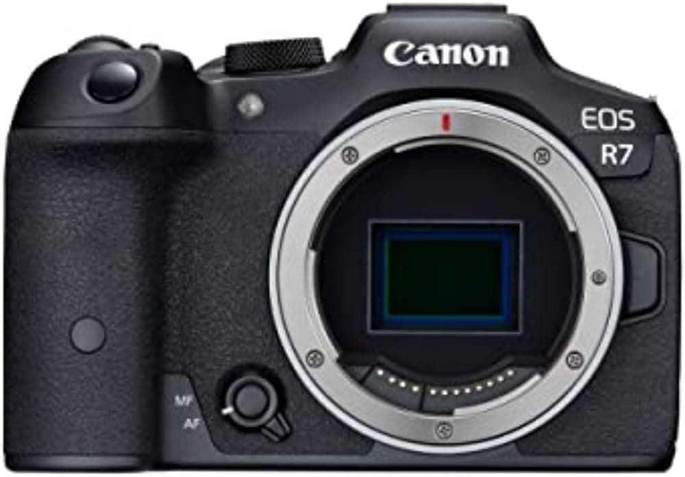 Cámara sin espejo Canon EOS R7 (solo cuerpo), cámara híbrida, sensor CMOS de 32,5 megapíxeles (APS-C), vídeo 4K, para deportes, acción, creadores de contenido, cámara de vlogging, negro | Sensor CMOS de 32,5 megapíxeles (APS-C), vídeo 4K, creadores de contenido, obturador mecánico de 15 FPS