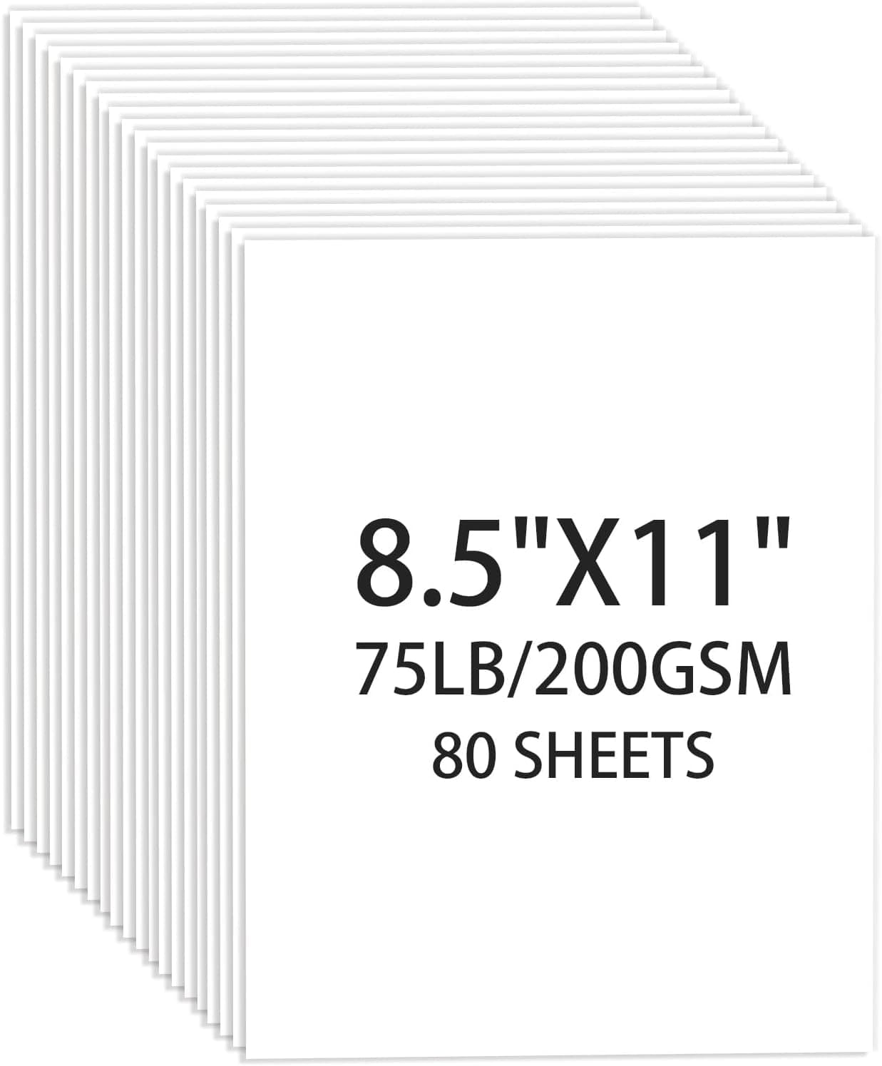 Cartulina blanca de 8,5 x 11, 80 hojas de cartulina, papel de copia de 75 lb/200 g/m², papel de impresora de cartulina para arte, dibujo, invitaciones, tarjetas de bricolaje, acuarela, manualidades, construcción, suministros escolares y de oficina