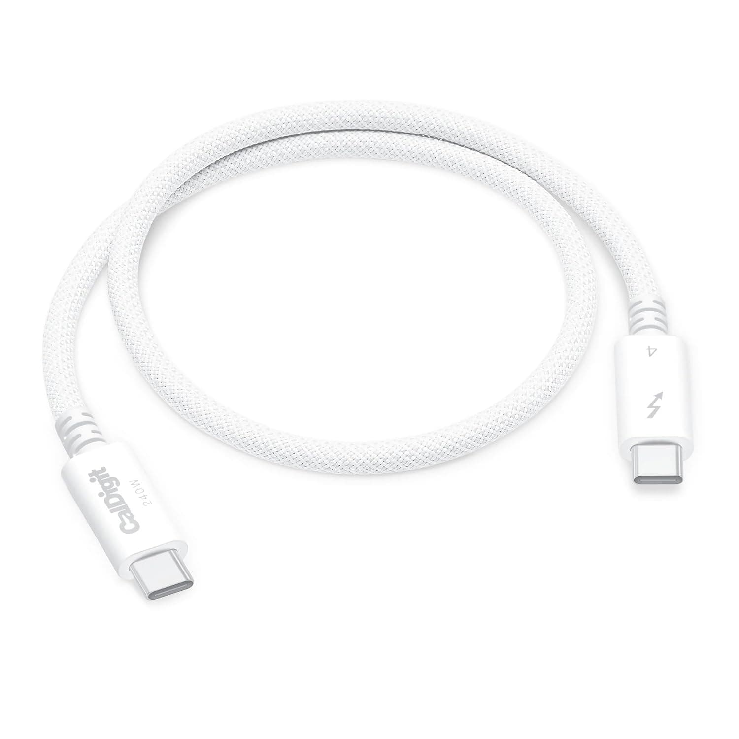 Cable trenzado CalDigit Thunderbolt 4 Pro - Suministro de energía de 40 Gbps 240 W, compatible con Thunderbolt 3, Thunderbolt 5, USB4 tipo C, MacBook Pro, iMac, iPhone 17 (Pro 0,5 m Thunderbolt 4/USB4, blanco)
