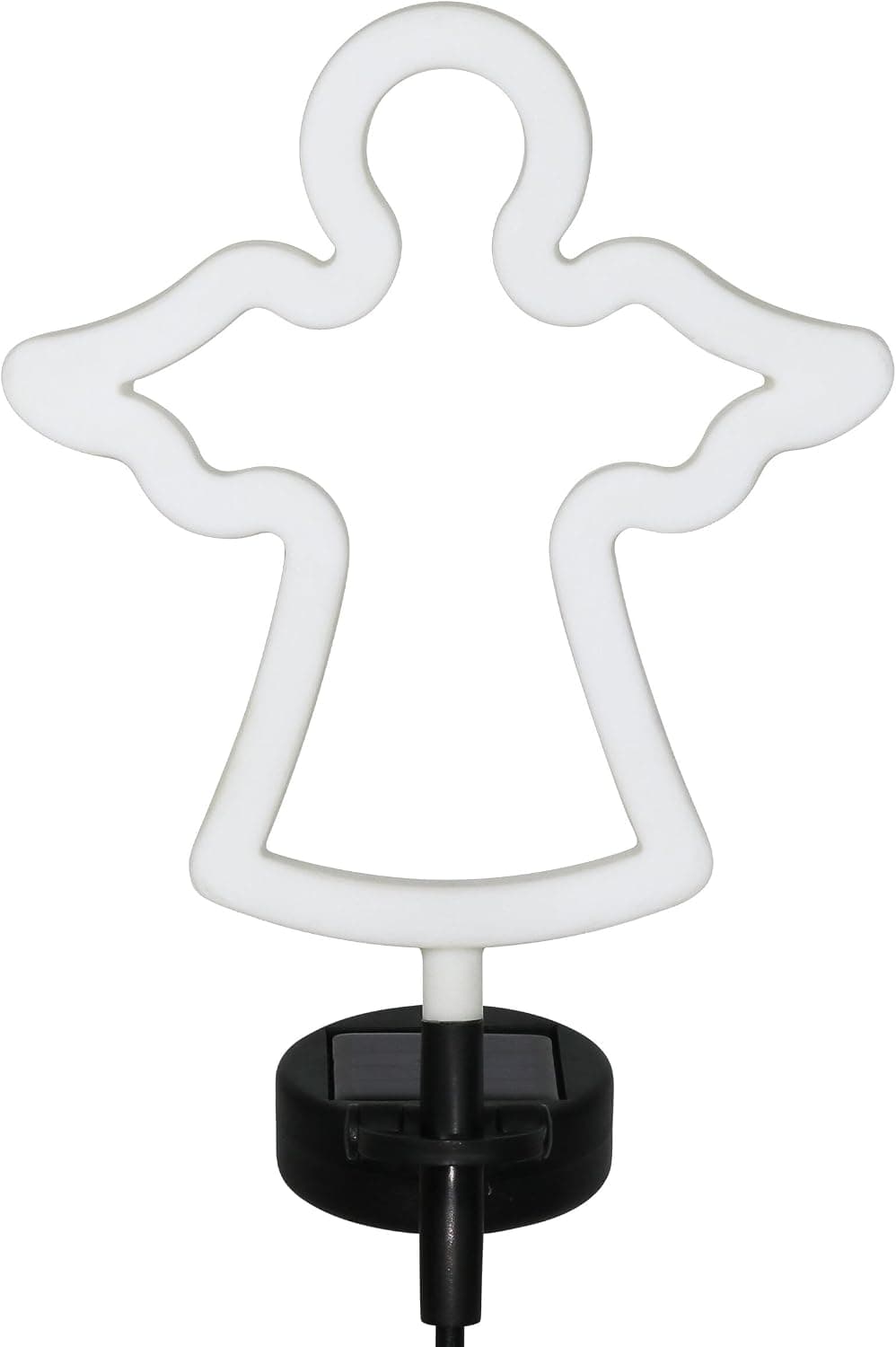 Exhart Luces solares de jardín, estaca decorativa de ángel para jardín, LED, linda decoración de patio y camino, contorno blanco, 9,5 x 34,5 pulgadas