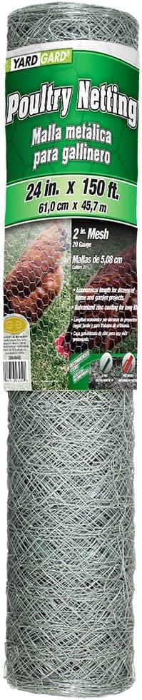 YARDGARD Red para aves de corral de 2 pulgadas, cerca de alambre para pollos, acero galvanizado de calibre 20, cerca para conejos, recintos para pájaros, protección de jardín y soporte para plantas, legado de 24 pulgadas x 150 pies