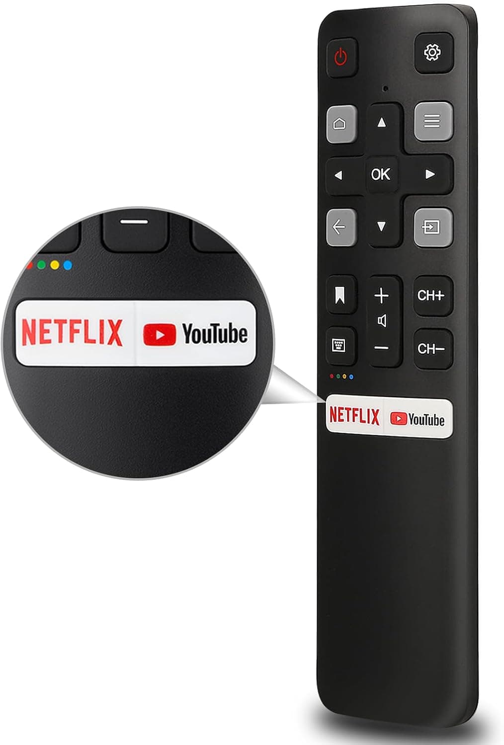 Replacement Remote Control Only for All TCL TV, Compatible for All TCL Android 4K UHD Smart TV(Without Voice Command)