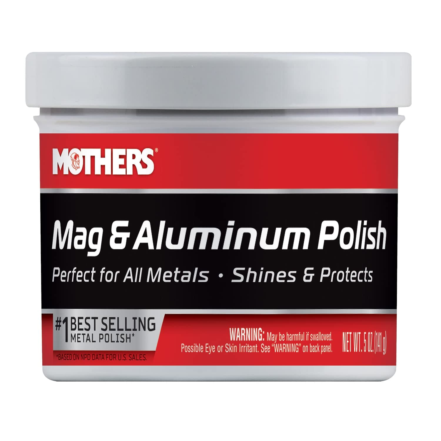 Mothers Mag & Aluminum Polish, 5 oz. (05100) | Brilliant Shine, All Uncoated & Unplated Metals Including Aluminum, Stainless Steel Trim and Exhaust Tips, Brass & More